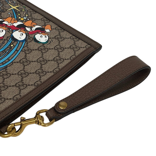 GUCCI Clutch bag 647925 PVC, Leather Brown Disney Donald GG Supreme mens(Unisex) Used Authentic