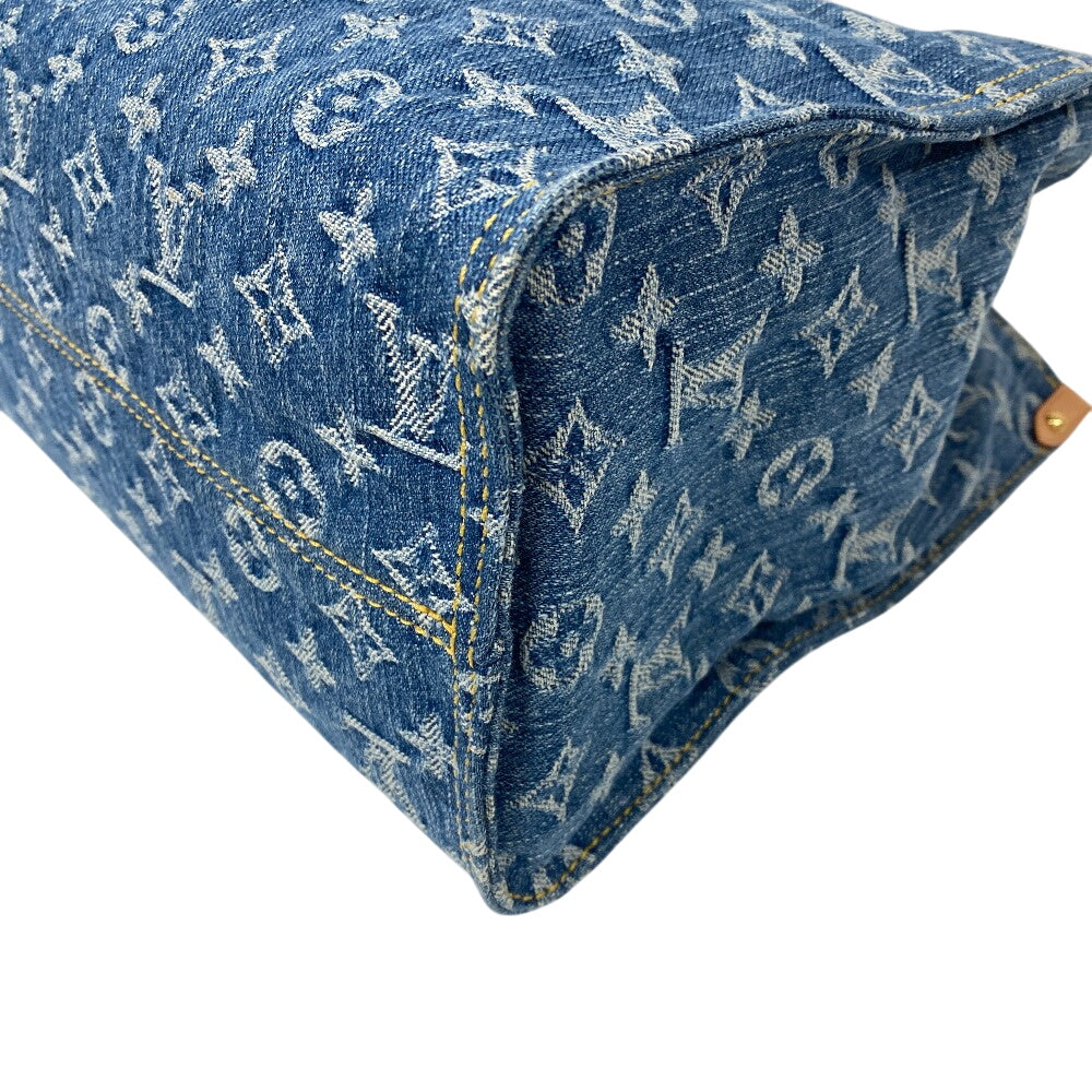 LOUIS VUITTON Tote Bag M46871 Monogram denim Navy Monogram denim On the Go MM Women Used Authentic