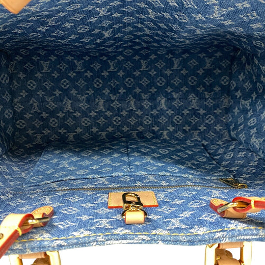 LOUIS VUITTON Tote Bag M46871 Monogram denim Navy Monogram denim On the Go MM Women Used Authentic