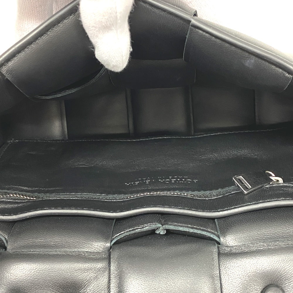 BOTTEGAVENETA Shoulder Bag leather black Chain MAXI INTRECCIATO Padded cassette Women Used Authentic