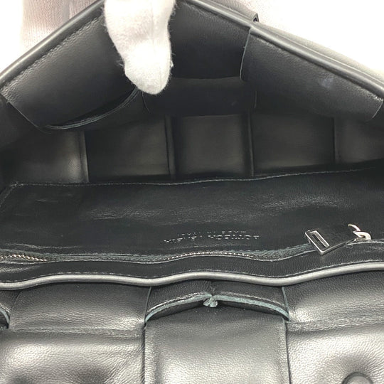 BOTTEGAVENETA Shoulder Bag leather black Chain MAXI INTRECCIATO Padded cassette Women Used Authentic