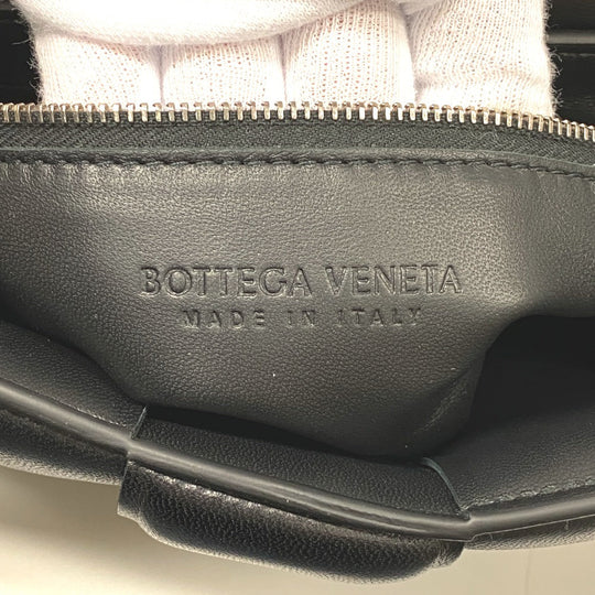 BOTTEGAVENETA Shoulder Bag leather black Chain MAXI INTRECCIATO Padded cassette Women Used Authentic