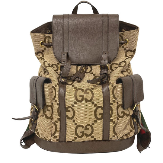 GUCCI Backpack 678829 Canvas, Leather Brown Jumbo GG mens(Unisex) Used Authentic
