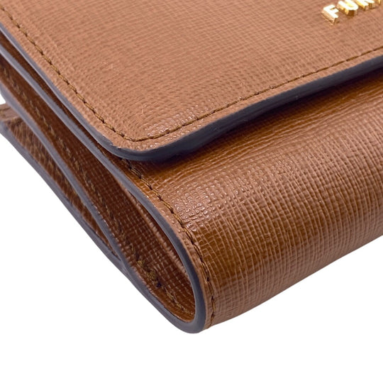 Furla Tri-fold wallet PCZ0 leather Brown Wallet BABYLON Women Used Authentic