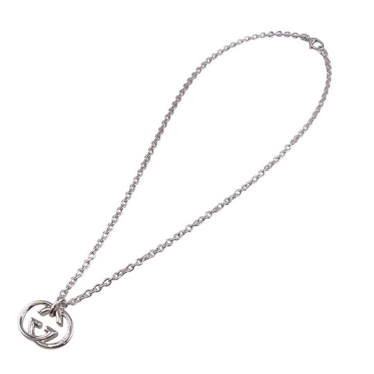 GUCCI Necklace 190484-J8400 Silver925 Silver Necklace SilverBrit Interlocking mens(Unisex) Used Authentic