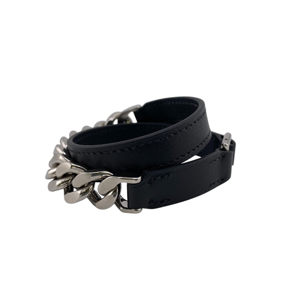 HERMES bracelet Leather, Metal black B2023 T4 Camden mens Used Authentic