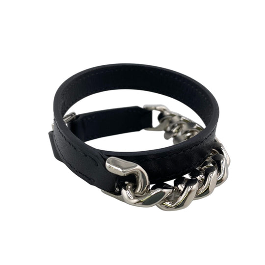 HERMES bracelet Leather, Metal black B2023 T4 Camden mens Used Authentic