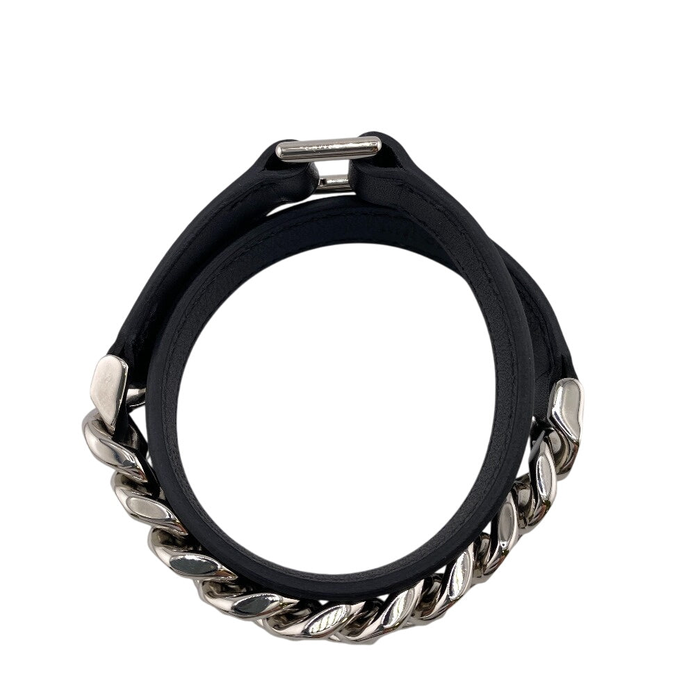HERMES bracelet Leather, Metal black B2023 T4 Camden mens Used Authentic