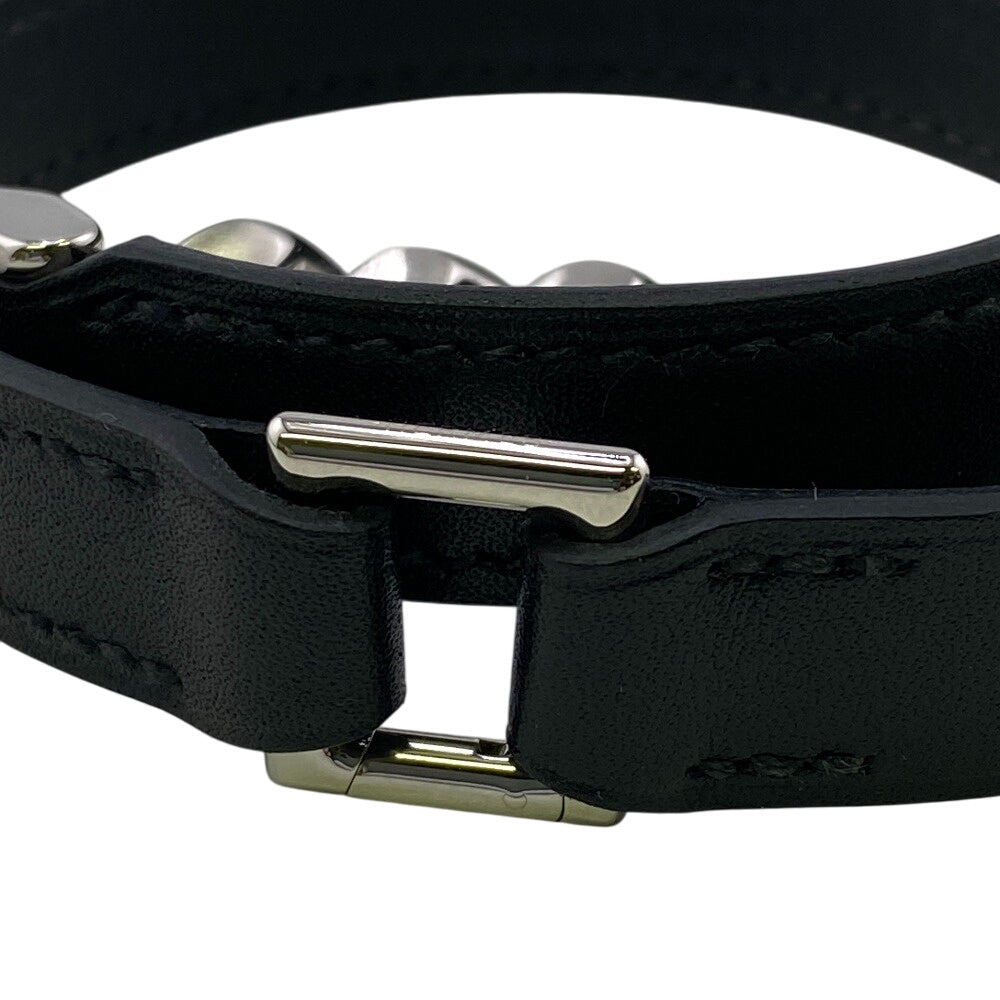 HERMES bracelet Leather, Metal black B2023 T4 Camden mens Used Authentic