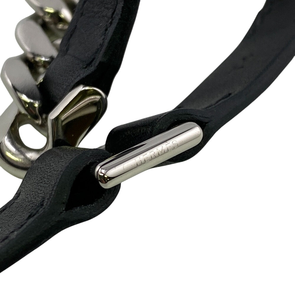 HERMES bracelet Leather, Metal black B2023 T4 Camden mens Used Authentic