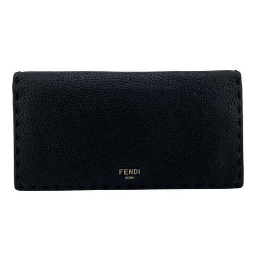 FENDI Long Wallet Purse 7M0355 leather black Celeria mens Used Authentic