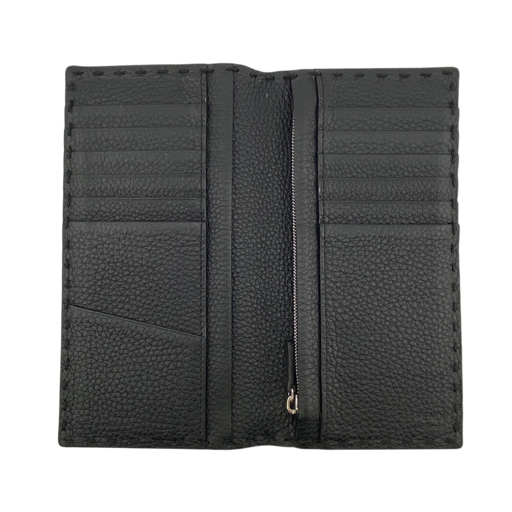 FENDI Long Wallet Purse 7M0355 leather black Celeria mens Used Authentic