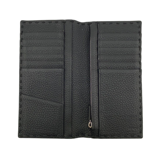 FENDI Long Wallet Purse 7M0355 leather black Celeria mens Used Authentic