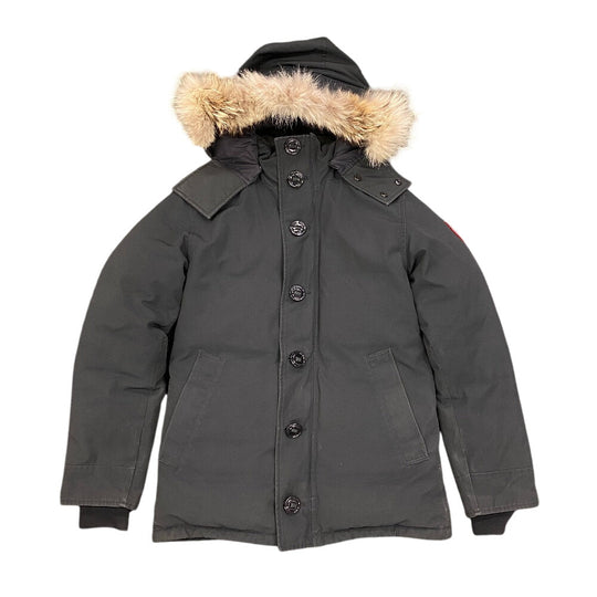 CANADA GOOSE Down jacket polyester black Coyote fur Women XS/TP Used Authentic