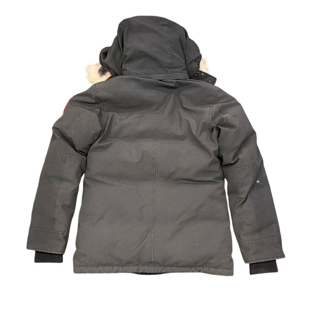 CANADA GOOSE Down jacket polyester black Coyote fur Women XS/TP Used Authentic