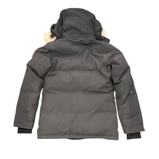 CANADA GOOSE Down jacket polyester black Coyote fur Women XS/TP Used Authentic