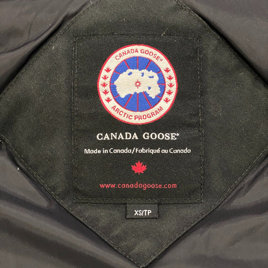 CANADA GOOSE Down jacket polyester black Coyote fur Women XS/TP Used Authentic