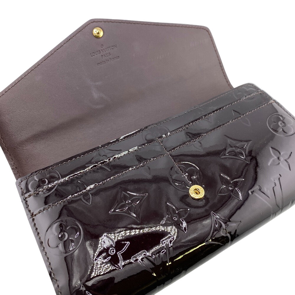 LOUIS VUITTON Long Wallet Purse M90152 Vernis Amarrant Monogram Portefeuille Sarah Women Used Authentic