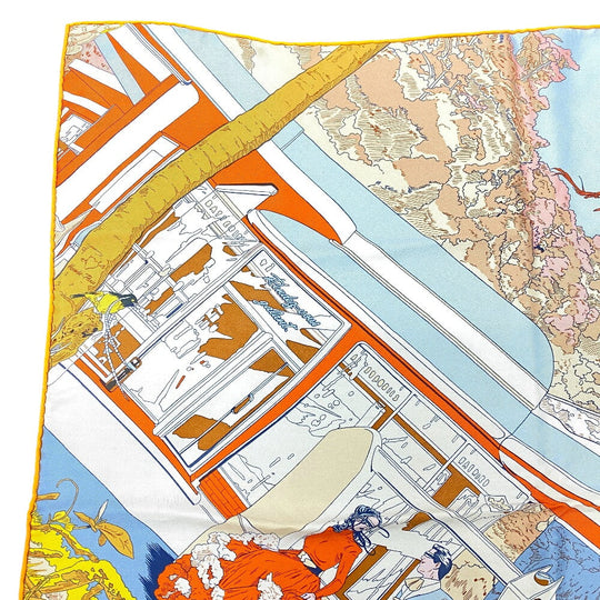HERMES scarf silk Orange Rendez Vous Galant Carre70 Women Used Authentic
