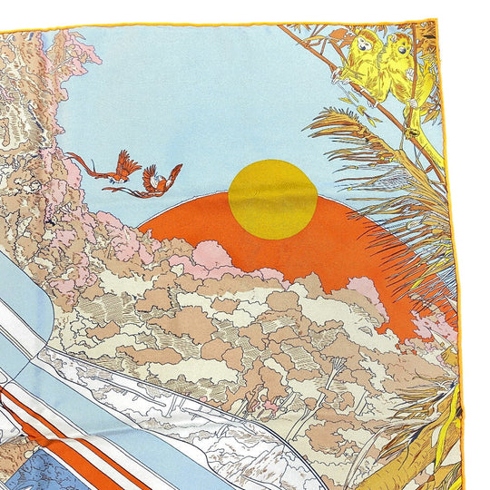 HERMES scarf silk Orange Rendez Vous Galant Carre70 Women Used Authentic