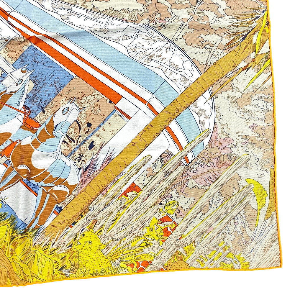 HERMES scarf silk Orange Rendez Vous Galant Carre70 Women Used Authentic