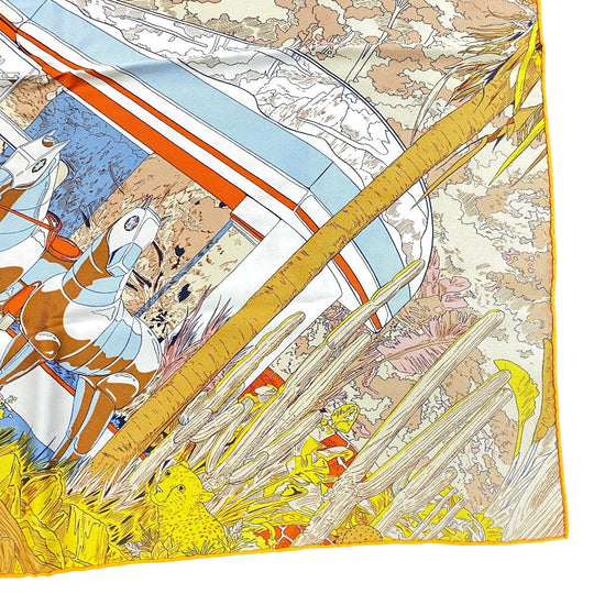 HERMES scarf silk Orange Rendez Vous Galant Carre70 Women Used Authentic