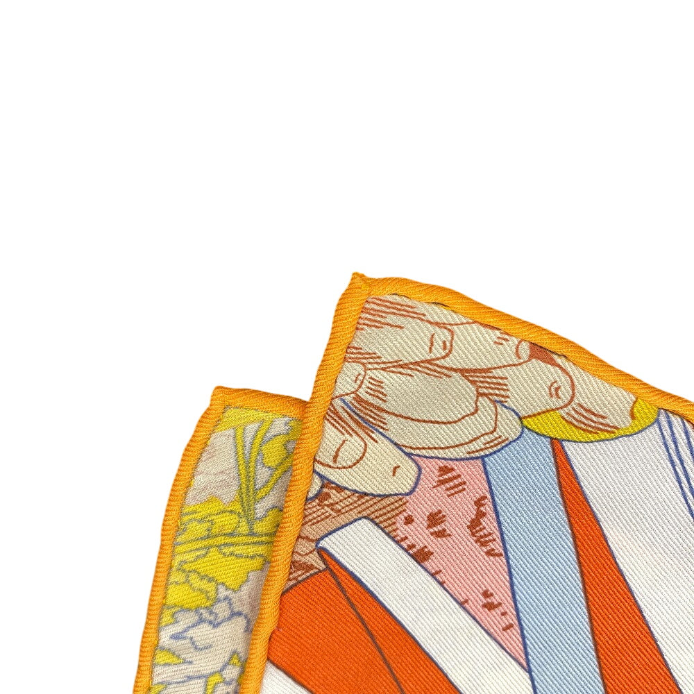 HERMES scarf silk Orange Rendez Vous Galant Carre70 Women Used Authentic