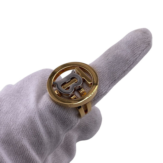 THOMAS BURBERRY Ring Gold Plated gold TB logo mens 54 Used Authentic