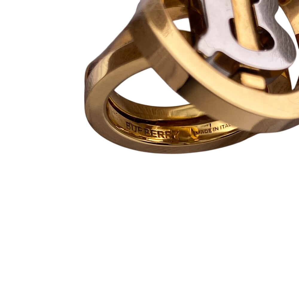 THOMAS BURBERRY Ring Gold Plated gold TB logo mens 54 Used Authentic