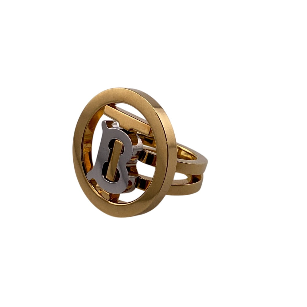 THOMAS BURBERRY Ring Gold Plated gold TB logo mens 54 Used Authentic