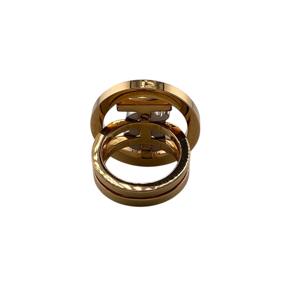 THOMAS BURBERRY Ring Gold Plated gold TB logo mens 54 Used Authentic