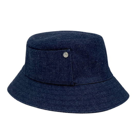 HERMES hat cotton Indigo blue Ronidem Helen ASTROLOGIE NOUVELLE New Astrology mens 59 Used Authentic