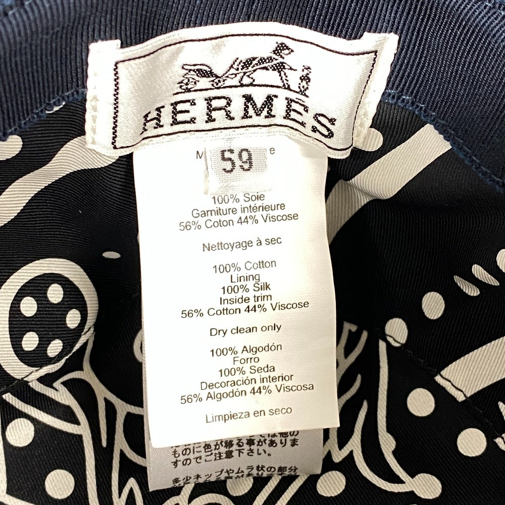 HERMES hat cotton Indigo blue Ronidem Helen ASTROLOGIE NOUVELLE New Astrology mens 59 Used Authentic