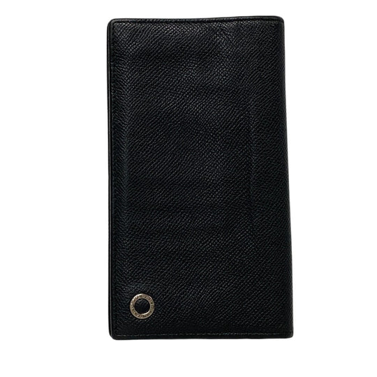 BVLGARI Long Wallet Purse leather black Bulgari Bulgari mens Used Authentic