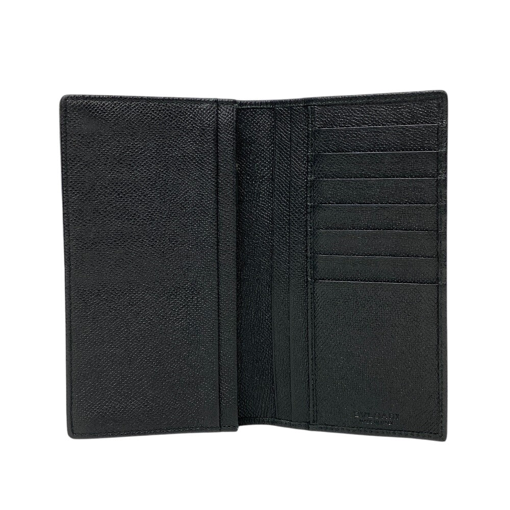 BVLGARI Long Wallet Purse leather black Bulgari Bulgari mens Used Authentic