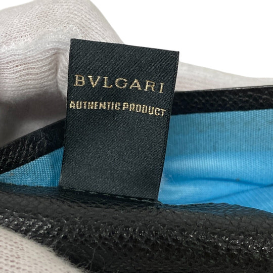 BVLGARI Long Wallet Purse leather black Bulgari Bulgari mens Used Authentic