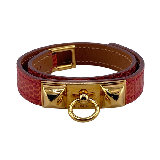 HERMES bracelet Epsom Red Rival de Brugur Women Used Authentic