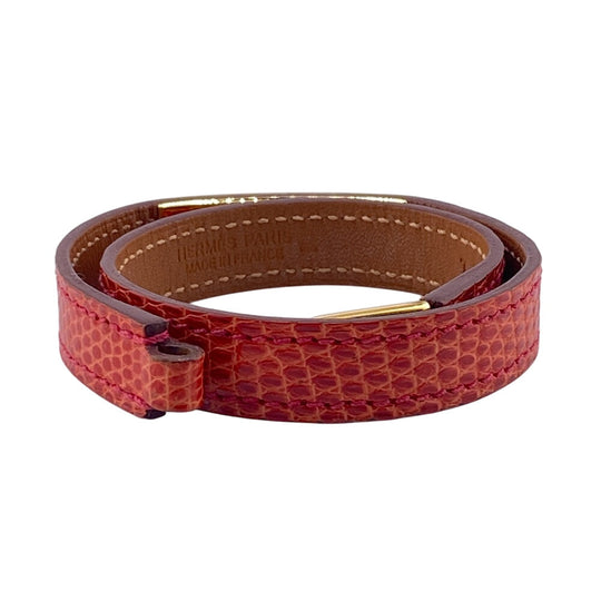 HERMES bracelet Epsom Red Rival de Brugur Women Used Authentic
