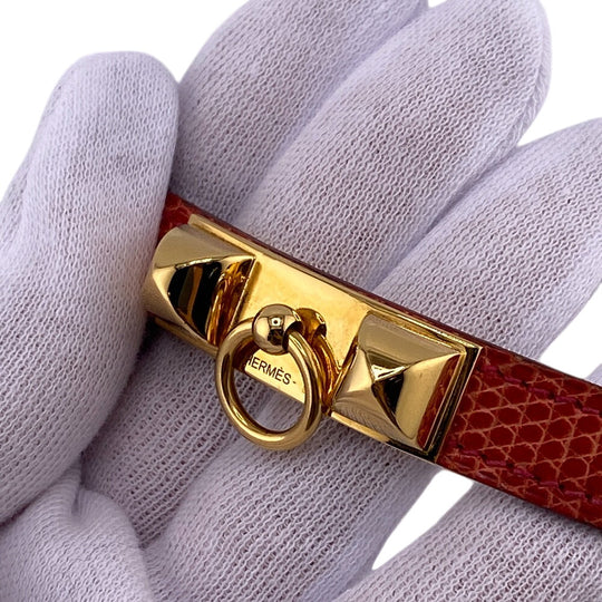 HERMES bracelet Epsom Red Rival de Brugur Women Used Authentic