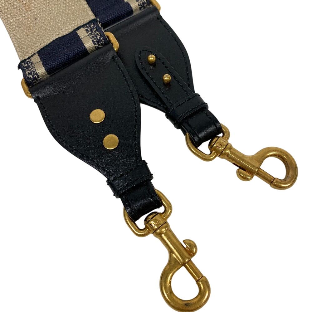 Christian Dior Shoulder strap Canvas, Leather black Shoulder strap Embroidery Women Used Authentic