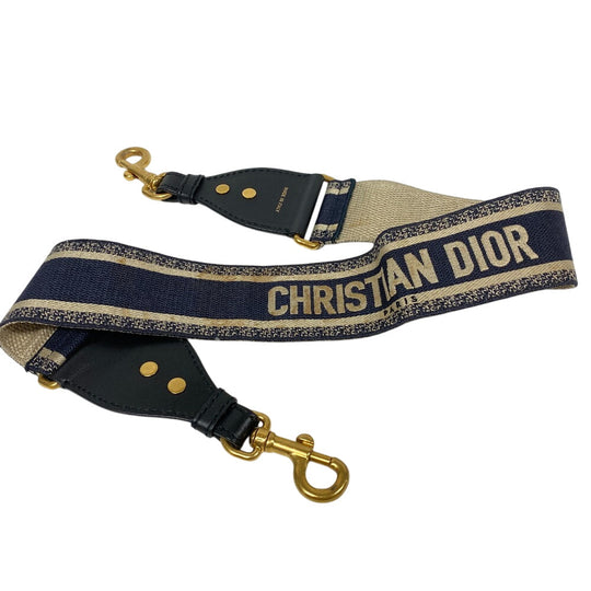Christian Dior Shoulder strap Canvas, Leather black Shoulder strap Embroidery Women Used Authentic