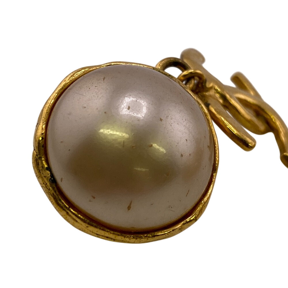 CHANEL Earring Gold Plated gold 95P Fake pearl COCO Mark Women Used Authentic