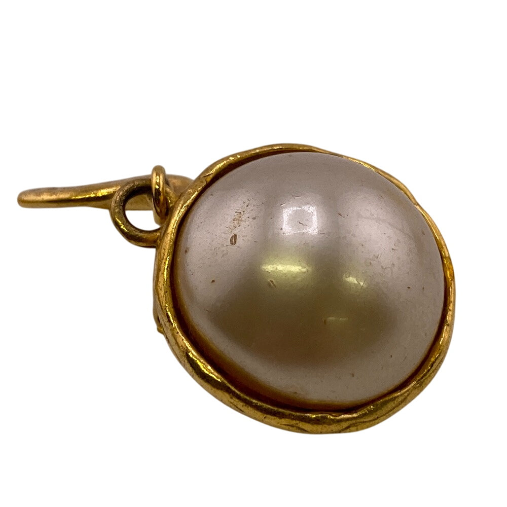 CHANEL Earring Gold Plated gold 95P Fake pearl COCO Mark Women Used Authentic