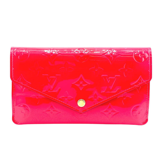 LOUIS VUITTON Long Wallet Purse M61689 Monogram Vernis Red Bifold Walletlong wallet Vernis Portefeuille Jeanne Women Used Authentic