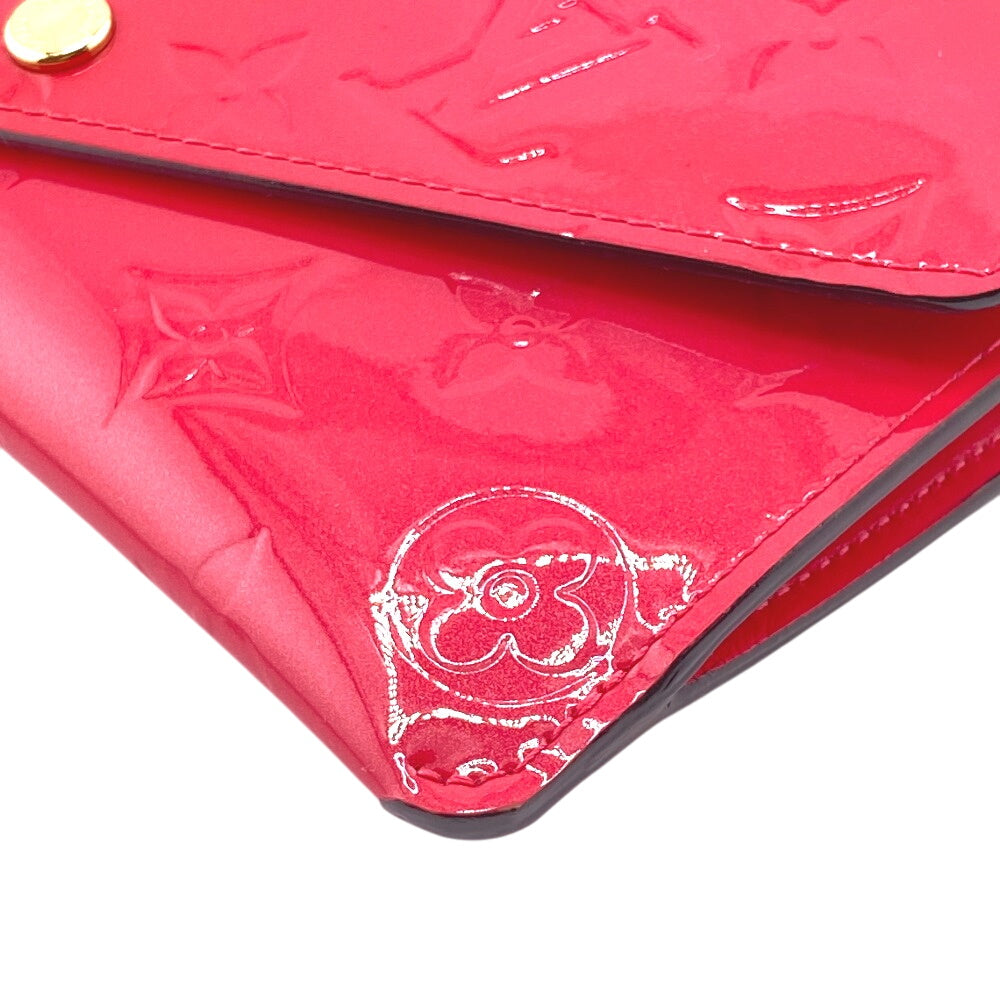 LOUIS VUITTON Long Wallet Purse M61689 Monogram Vernis Red Bifold Walletlong wallet Vernis Portefeuille Jeanne Women Used Authentic