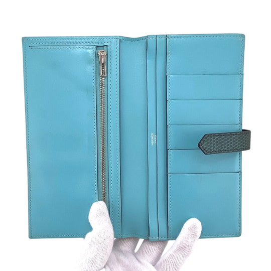 HERMES Long Wallet Purse Epsom green Bifold Walletlong wallet Votaderact Beansufla Women Used Authentic