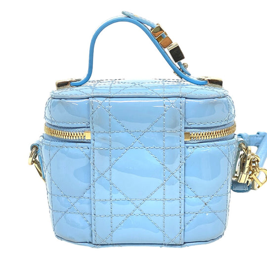 Christian Dior Shoulder Bag Patent leather blue 2way Canage Vanity bag Women Used Authentic