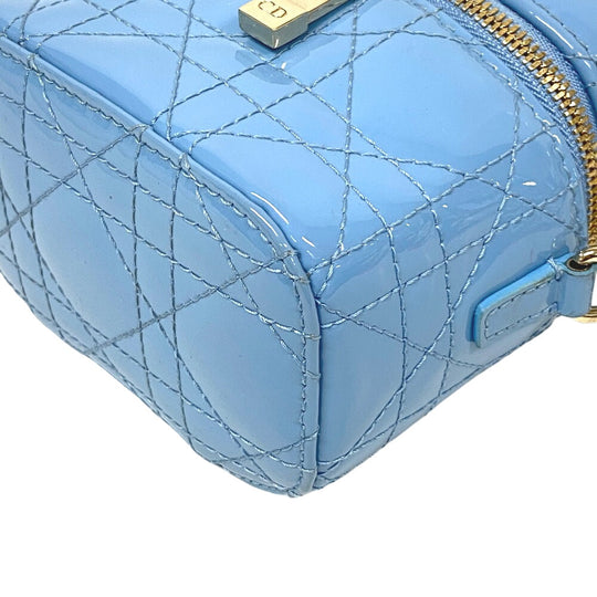 Christian Dior Shoulder Bag Patent leather blue 2way Canage Vanity bag Women Used Authentic