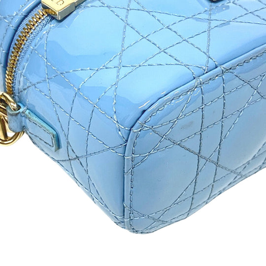 Christian Dior Shoulder Bag Patent leather blue 2way Canage Vanity bag Women Used Authentic