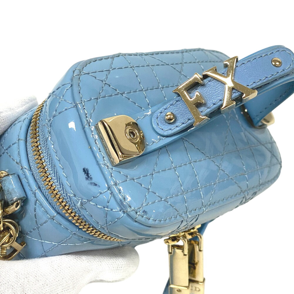 Christian Dior Shoulder Bag Patent leather blue 2way Canage Vanity bag Women Used Authentic
